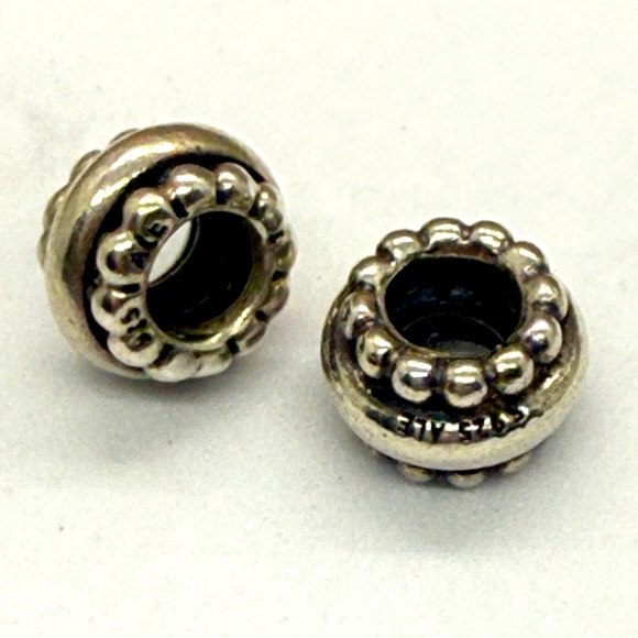 Authentic Pandora ALE 925 Sterling Silver Beaded Spacer Charm Pair - Picture 1 of 5
